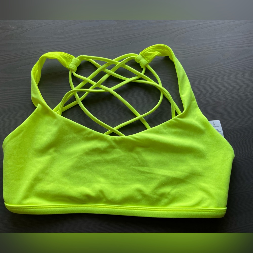 Lululemon Free to Be Wild Neon Yellow Sports Bra